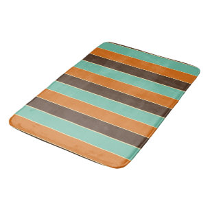 Green, black and orange stripes pattern bath mat