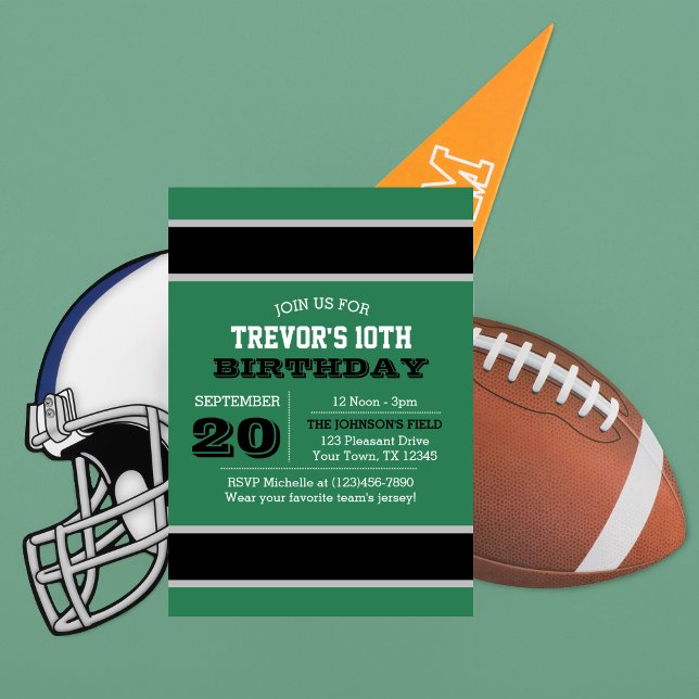 Green Black and Silver Team Birthday Invitation (Creator Uploaded)