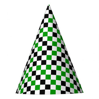 Green Black and White Chequered Party Hat