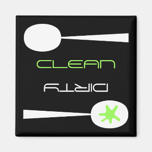 Green, Black and White, Clean or Dirty Dishwasher Magnet