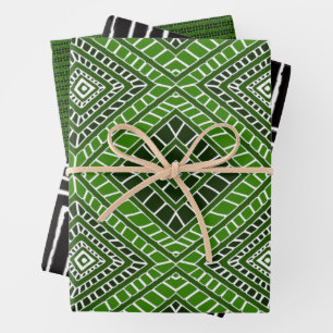 Green Black and White Kwanzaa Wrapping Paper Sheet