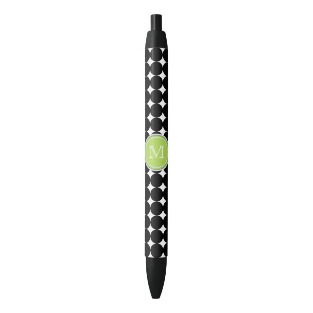 Green Black And White Monogram Ink Pen (Front Vertical)