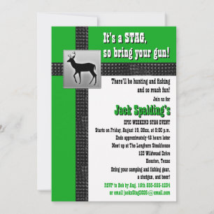 Green, Black, and White Stag Invitation