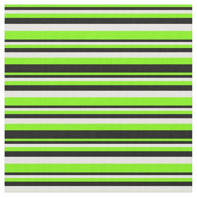 Green, Black, and White Stripes/Lines Pattern Fabric (Close Up)