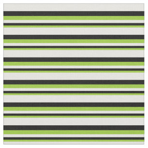 Green, Black, and White Stripes/Lines Pattern Fabric
