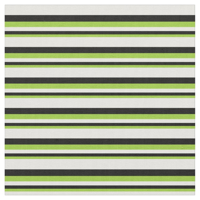 Green, Black, and White Stripes/Lines Pattern Fabric (Close Up)