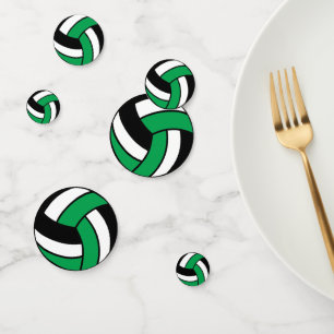 Green, Black and White Volleyball Confetti