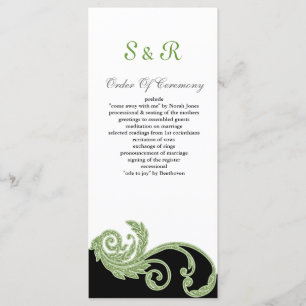 green,black and white Wedding program Programme