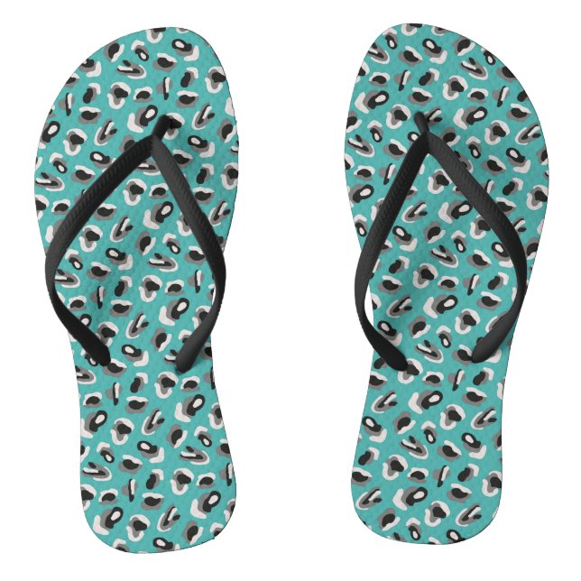 Green & Black Animal print Jandals (Footbed)