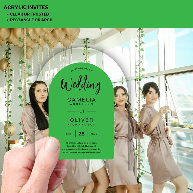 Green Black Arch Acrylic Wedding Invites Modern Acrylic Invitations (Creator Uploaded)