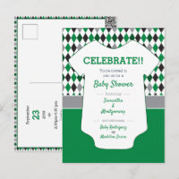 Green & Black Argyle Pattern Baby Shower