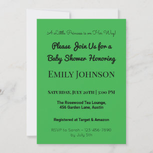 Green Black Baby Shower Typography Design Invitation