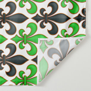 Green Black Baroque Fleur-de-lis Pattern Design Fabric