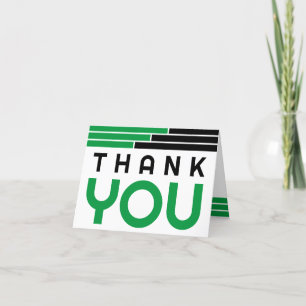 Green & Black Bars Graduation Thank You Card