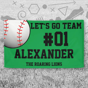 Green Black Baseball Team Spirit Banner