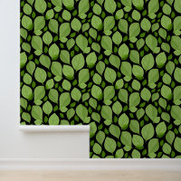 Green Black Basil Leaves Nature Hand Drawn Pattern