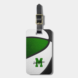 green black basketball team colors monogrammed luggage tag