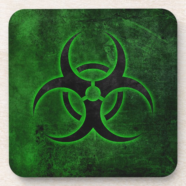 Green & Black Biohazard Coaster (Front)