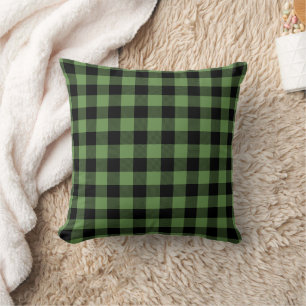 Green Black Buffalo Plaid   Lumberjack Pattern Cushion