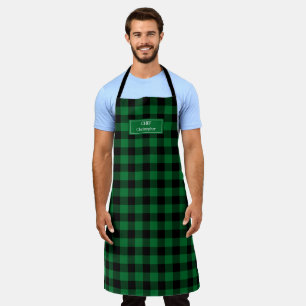 Green Black Buffalo Plaid Lumberjack Personalised Apron