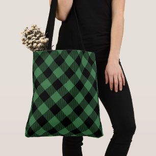 Green/Black Buffalo Plaid Tote Bag