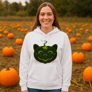Green Black Cat Pumpkin Halloween Hoodie