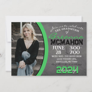 Green & Black Chalkboard Graduation Invitation
