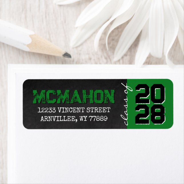 Green & Black Chalkboard Graduation Return Address (Insitu)