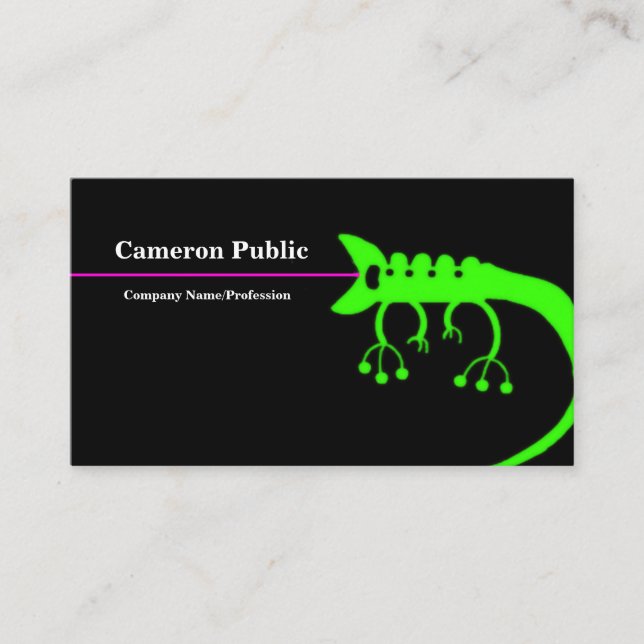 Green Black Chameleon Artistic Business Card (Front)
