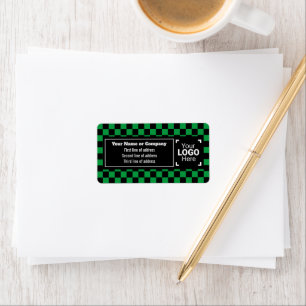 Green & Black Checked Distinctive Small Business Label
