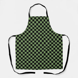Green Black Chequerboard Gingham Pattern Apron