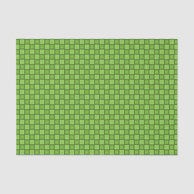 Green Black Chequerboard Pattern Tissue Paper (Front)
