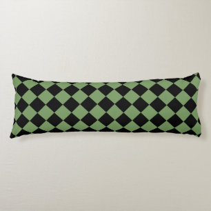 Green Black Chequered Diamond Pattern Body Cushion