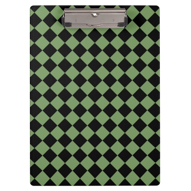 Green Black Chequered Diamond Pattern  Clipboard (Front)
