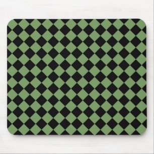Green Black Chequered Diamond Pattern Mouse Pad