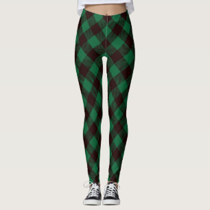Green/Black Chequered Women Leggings