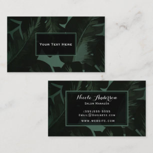 Green & Black Chic Tropical Palm Leaves Chic Business Card