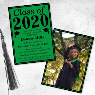 Green Black Class of 2024 Graduation Photo Invitation