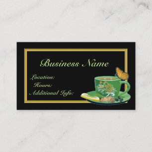 Green & Black Coffee Cup Business Card