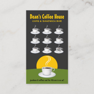 Green Black Coffee Shop Loyalty Awards Punch Cafe Card