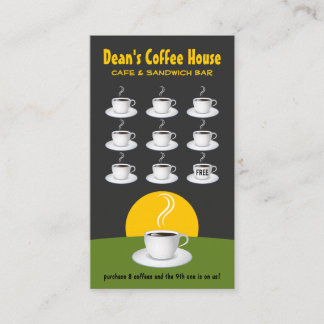 Green Black Coffee Shop Loyalty Awards Punch Cafe Card