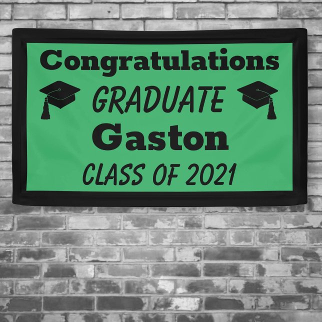 Green Black Congratulations Graduate Graduation Banner (Creator Uploaded)
