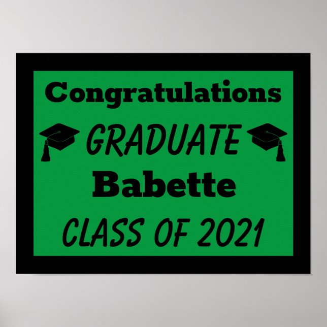 Green Black Congratulations Graduation Poster (Front)
