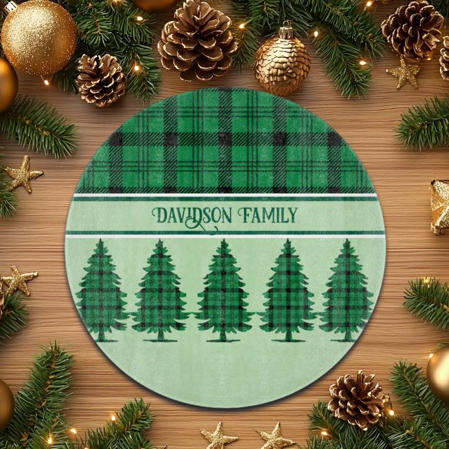 Green Black Cosy Tartan Pine Trees Cutting Board (Creator Uploaded)