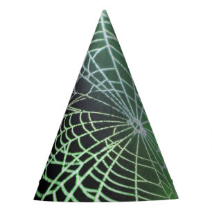 Green Black Creepy Spooky Spider Web Personalised Party Hat