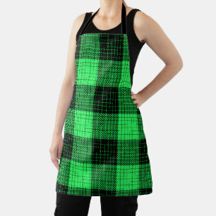  Green Black Crosshatch Buffalo Check Apron