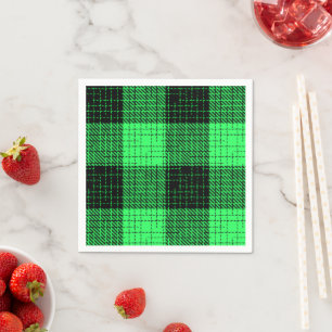 Green Black Crosshatch Buffalo Check Napkin