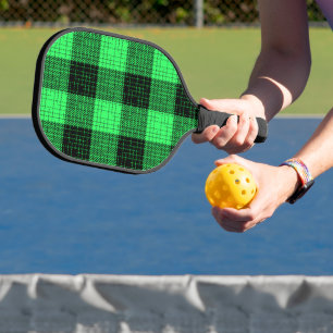 Green Black Crosshatch Buffalo Check Pickleball Paddle