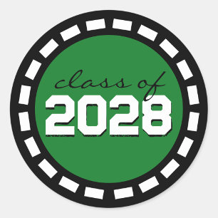 Green & Black Filmstrip Graduation Classic Round Sticker