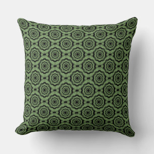 Green Black Flower Seamless Pattern Cushion